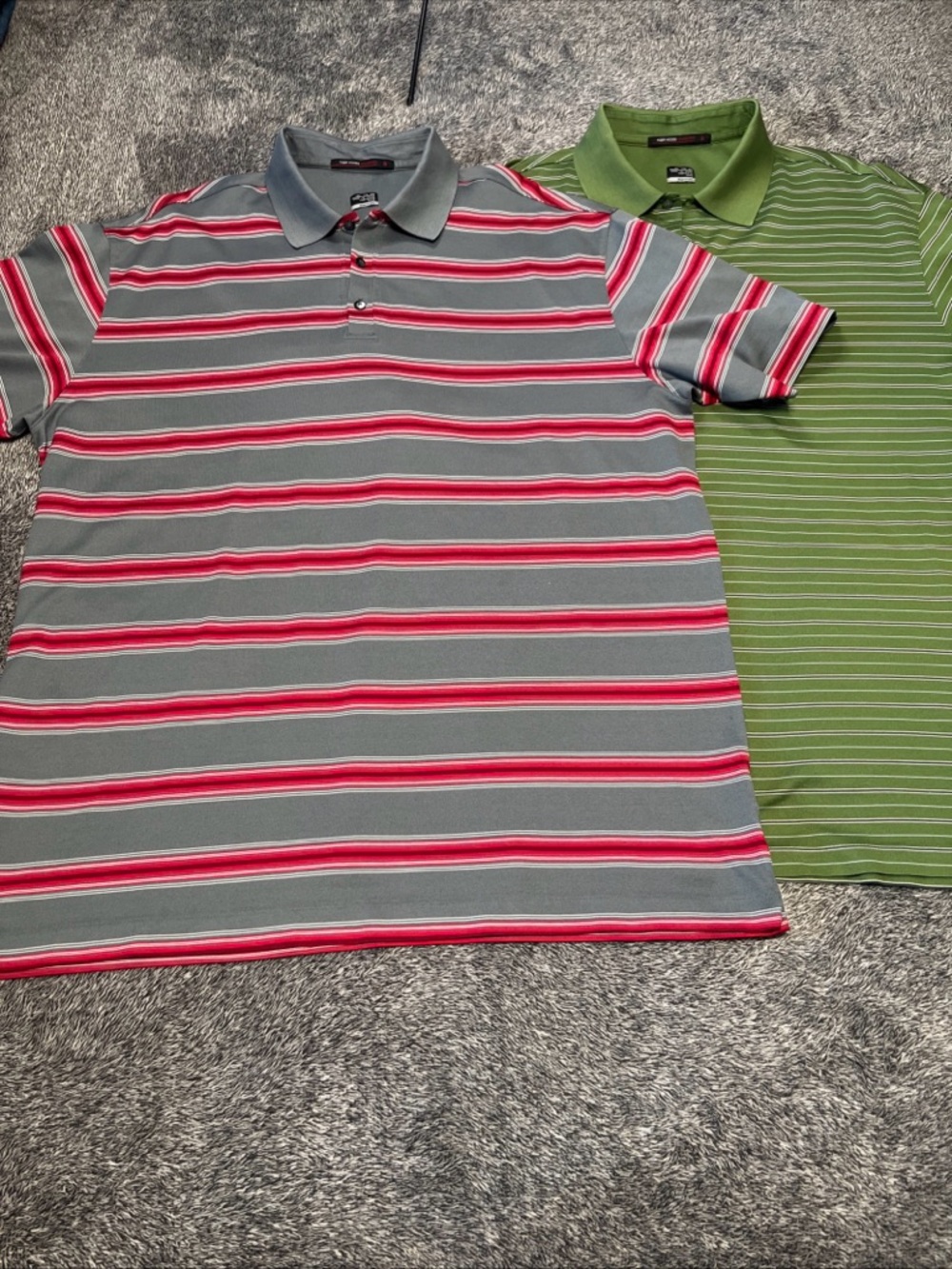 Lot of 2 Nike Tiger Woods Coll. Golf Polos XXL Striped Dri-FIT